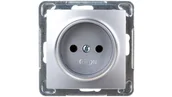 Gniazdka elektryczne - LEDart pojedyncze bez uziemienia, bez ramki - Ospel Impresja GP-1Y/m/18, kolor srebrny, 16A/250V - miniaturka - grafika 1