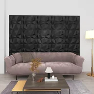 Panele ścienne i boazeria - vidaXL Panele ścienne 3D, 12 szt., 50x50 cm, diamentowa czerń, 3 m² 340587 - miniaturka - grafika 1