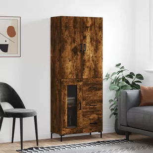 vidaXL Witrynka przydymiony dąb 69,5x34x180 cm materiał drewnopochodny - Witryny - miniaturka - grafika 1