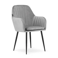 Krzesła - Krzesło LUGO - aksamit srebrno-szary / nogi czarne - miniaturka - grafika 1