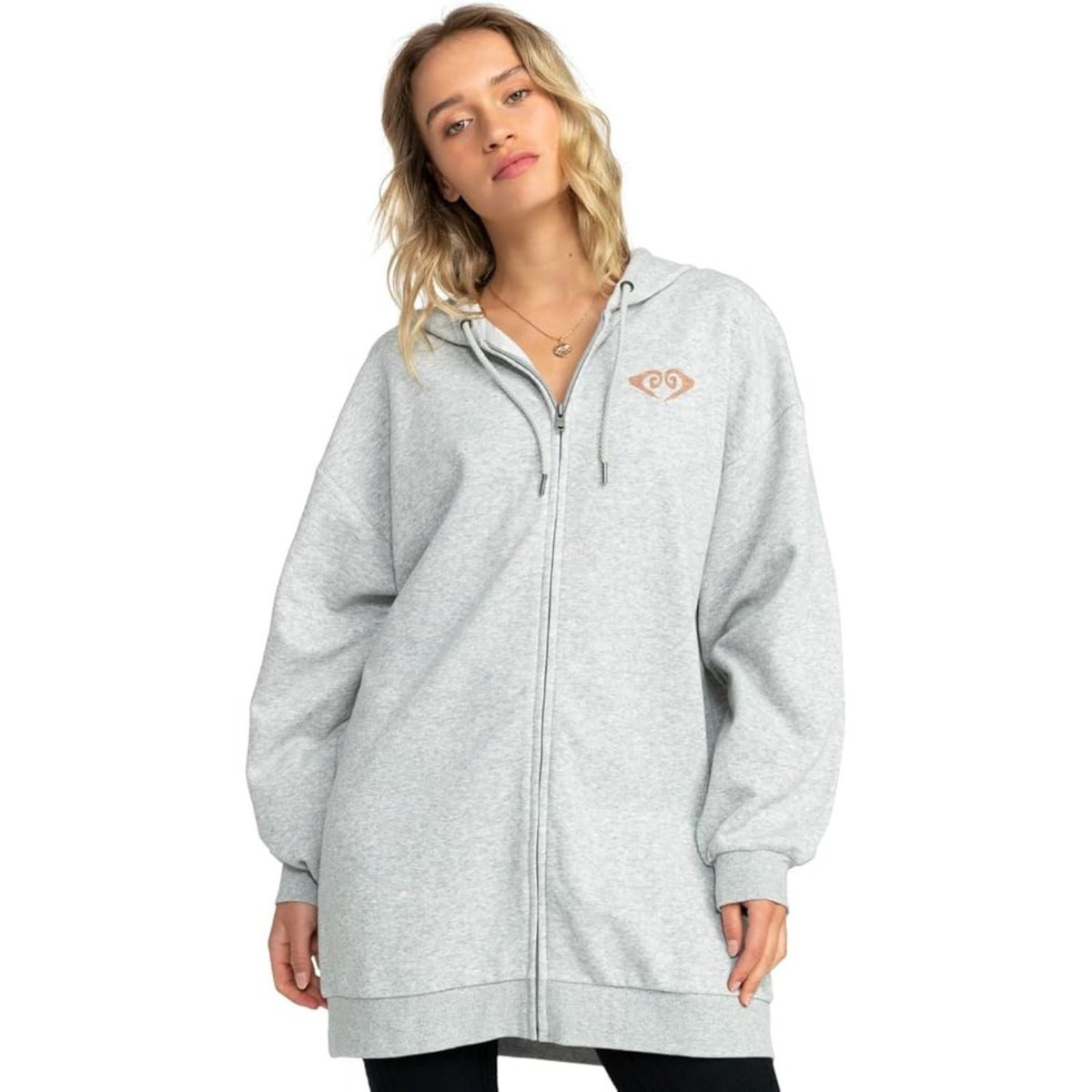 Bluza damska Roxy Backyard Party rozsuwana z kapturem szara długa-S