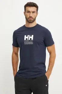 Helly Hansen t-shirt bawełniany CORE GRAPHIC męski kolor granatowy wzorzysty 53936 - Koszulki męskie - miniaturka - grafika 1