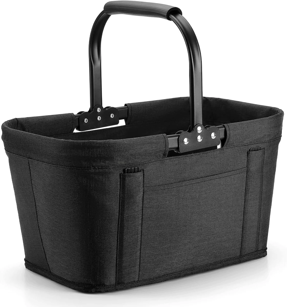 KOSZ SKŁADANY NA ZAKUPY 22L CZARNY 43X27X23CM WYTRZYMAŁY WZMACNIANY