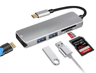 Adaptery i przejściówki - Hub Usb-c 3.1 konwerter 2x Usb 3.0 Hdmi czytnik Sd - miniaturka - grafika 1