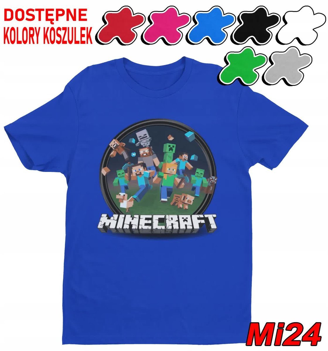 Koszulka Dziecięca Z Nadrukiem Dla Fana Mainkraft Gry Wzory -M 134-140