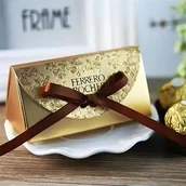 Inne - 12-Pakiet Złotych Pudełek Czekoladowych z Akcentem Wstęgi na Ślub, Przyjęcie Panieńskie, Urodziny, Rocznice - Projekt Wzornictwa Rękodzieła, - miniaturka - grafika 1