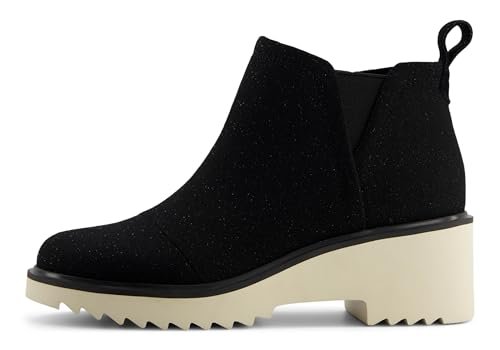 TOMS Damskie botki Maude, Czarny błyszczący diagonal, 38 EU
