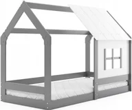 Łóżeczka i kojce - Łóżko dziecięce Domek z daszkiem 160x80 drewniane z materacem - miniaturka - grafika 1