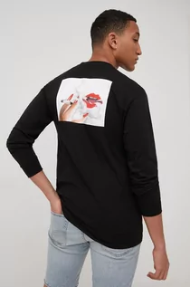 Koszulki męskie - Huf HUF longsleeve bawełniany kolor czarny z nadrukiem - - grafika 1