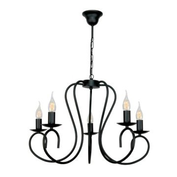 Lampa Wisząca Sufitowa Żyrandol Led Do Salonu Vintage Czarna 5xE14 Retro