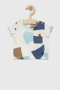 Kaftaniki dla niemowląt - United Colors of Benetton t-shirt bawełniany niemowlęcy kolor biały wzorzysty - grafika 1