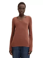 Swetry damskie - TOM TAILOR Damski Sweter z dzianiny Basic 1012976, 30041 - Grounded Brown, XS - miniaturka - grafika 1
