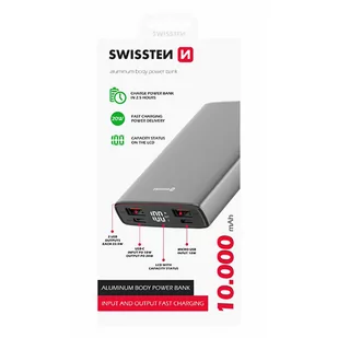 SWISSTEN, Powerbank, ALUMINUM, Li-Pol, 5/9/12V, do ładowania telefonów i innych urządzeń, 22013915, 10000mAh, microUSB, 2x USB-A, - Powerbanki - miniaturka - grafika 3