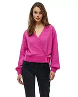 Swetry damskie - Minus Damski dzianinowy kardigan DITA 5, różowy melanż, XS - miniaturka - grafika 1