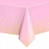 Dekoracje i nakrycia stołu na imprezę - Obrus foliowy gruby rózowy w kropki duży 137x274 - miniaturka - grafika 1
