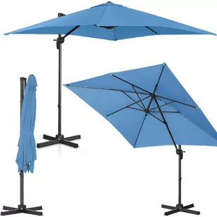 Uniprodo Parasol ogrodowy wiszący - obrotowy - 250 x 250 cm - niebieski UNI_UMBRELLA_2SQ250BL UNI_UMBRELLA_2SQ250BL - Parasole ogrodowe - miniaturka - grafika 1