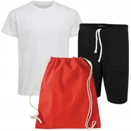 Plecaki worki - ZESTAW Koszulka Spodenki Workoplecak Czarno-Czerwony na WF - 116cm - miniaturka - grafika 1