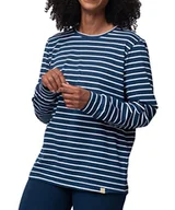 Koszulki i topy damskie - greenjama Damska koszulka z długim rękawem w paski, certyfikat GOTS górna część piżamowa, ultramaryna, 42, Ultramaryna, 42 - miniaturka - grafika 1