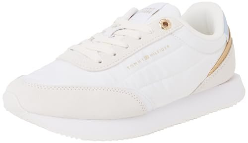 TOMMY HILFIGER Women's ESSENTIAL RUNNER Low Top, BIAŁY (biały/niebieski Breezy), 3,5 UK, Biały Biały Breezy Blue, 36 EU