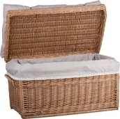 Pojemniki na zabawki - WickerPL Kufer Wiklinowy z Obszyciem skrzynia wiklinowa z wiekiem kosz na zabawki z poduszką 60x39 H39 cm - miniaturka - grafika 1