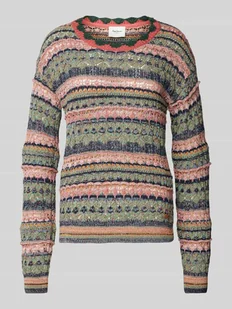 Sweter z dzianiny z prążkowanymi wykończeniami model ‘NADJA’ - Swetry damskie - miniaturka - grafika 1