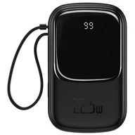 Powerbanki - Baseus Qpow Digital Display powerbank z szybkim ładowaniem 20000mAh 22,5W QC/PD/SCP/FCP z wbudowanym kablem USB-C czarny - miniaturka - grafika 1