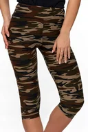 Legginsy - MORAJ Legginsy Damskie 3/4 z Wysokim Stanem Zielone Moro 2XL - miniaturka - grafika 1