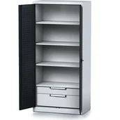 Szafy i regały magazynowe - Szafa warsztatowa MECHANIC, 1950 x 920 x 500 mm, 3 półki, 2 szuflady, antracytowe drzwi - miniaturka - grafika 1