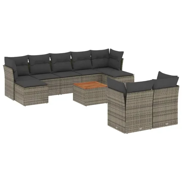 Zestaw mebli ogrodowych modułowych szary z rattanem PE 62 x 62 x 69 cm