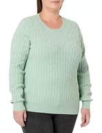 Swetry damskie - GANT Damski sweter ze stretchem bawełnianym z dekoltem w kształcie litery C, Soft Green Melange, XL - miniaturka - grafika 1