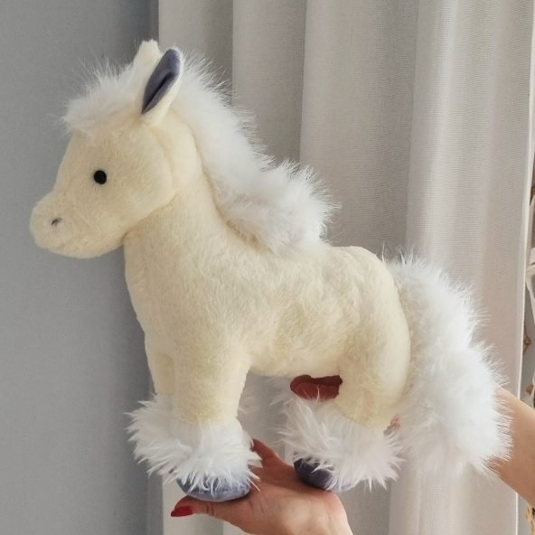 Maskotka pluszak koń konik z bujną grzywą biały 35 cm
