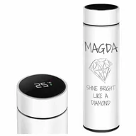 Kubki termiczne - Kubek termiczny termos biały z wyświetlaczem LED z grawerem dla niej - miniaturka - grafika 1