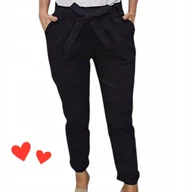 Spodnie damskie - SPODNIE DAMSKIE CZARNE CYGARETKI GNIECIUCHY kieszenie kokarda 52 54 6xl 7xl - miniaturka - grafika 1