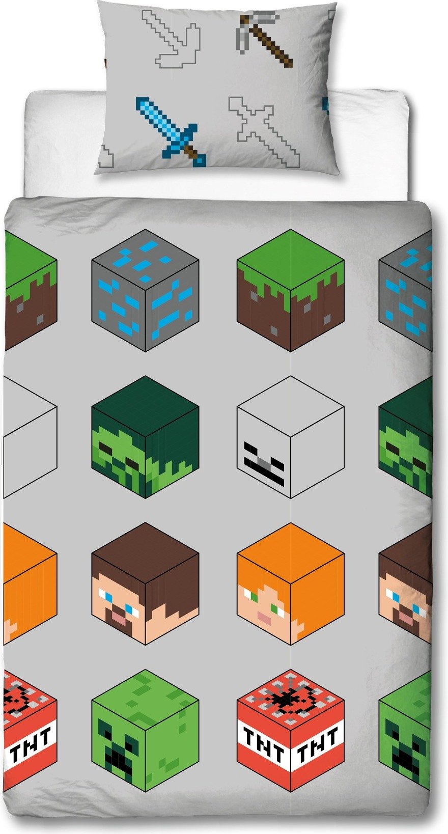 Zestaw pościeli Minecraft na łóżko pojedyncze - zestaw na łóżko pojedyncze dla małych budowniczych