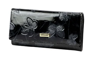 Portfel Damski Skórzany GREGORIO Długi Max Z Klamrą Lakierowany BTS-100 CZARNY RFID 18,5 x 9,5 x 3,5 [cm] - Portfele - miniaturka - grafika 1