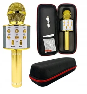 Mikrofon bezprzewodowy karaoke Bluetooth modulacja złoty - Instrumenty muzyczne dla dzieci - miniaturka - grafika 1