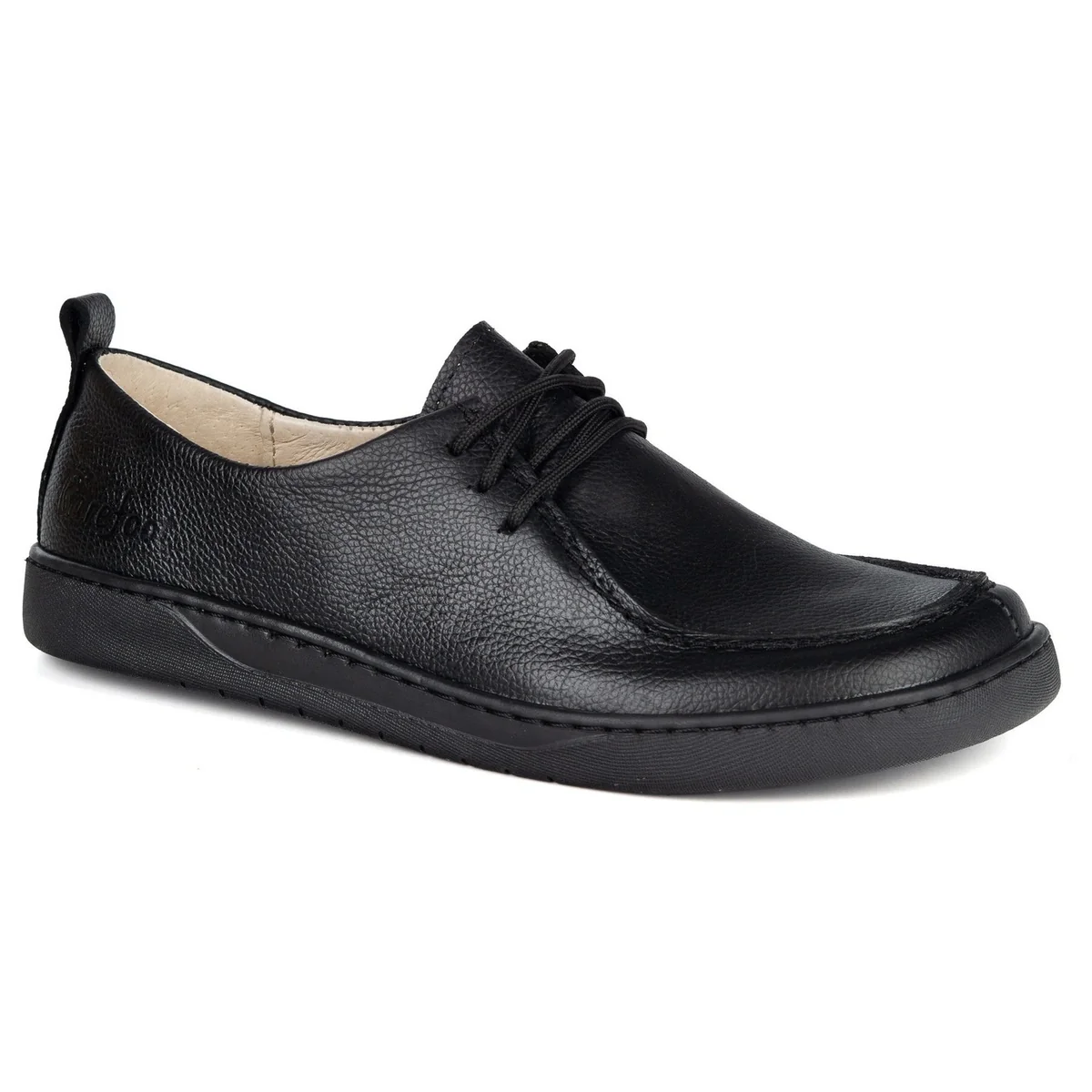 Damskie buty barefoot MARGO Moc Toe skórzane szerokie sznurowane 39 półbuty minimalistyczne czarne obuwie do codziennego użytku