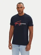 Koszulki męskie - Tommy Jeans T-Shirt Signature Dna DM0DM20817 Granatowy Regular Fit - miniaturka - grafika 1