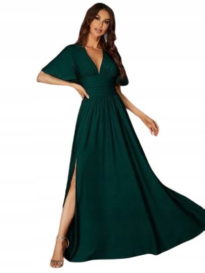 SHEIN SUKIENKA MAXI Z ROZCIĘCIEM BUTELKOWA ZIELEŃ M 1DC