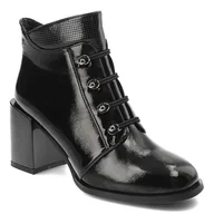 Botki damskie - Czarne Botki Lakierowane Filippo Eleganckie Buty Damskie - miniaturka - grafika 1