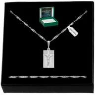 Biżuteria dla dzieci - SREBRNY NASZYJNIK SINGAPUR + MEDALIK JEZUS PRÓBA 925 PREZENT NA KOMUNIĘ - miniaturka - grafika 1