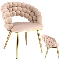 Krzesła - Stylowe krzesło do salonu, welurowe, Bella, beżowe - miniaturka - grafika 1