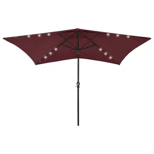 Parasol ogrodowy z LED i stalowym słupkiem, bordowy, 2x3 m - Parasole ogrodowe - miniaturka - grafika 1