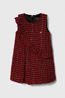 Sukienki i spódniczki dla dziewczynek - Guess sukienka z domieszką wełny dziecięca kolor czerwony mini rozkloszowana - grafika 1