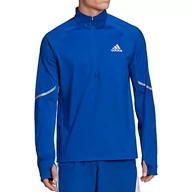 Bluzy męskie - adidas Męska bluza z zamkiem błyskawicznym Fast 1/2, lazurowa, XL, niebieski, XL - miniaturka - grafika 1