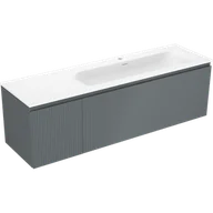 Szafki łazienkowe - Mexen Rivel szafka łazienkowa 160 cm z umywalką Vela prawą, 1S, 1D, ryflowana, grafit/biała mat - 91A23-16047-3-BBFF66-W23P01 - miniaturka - grafika 1