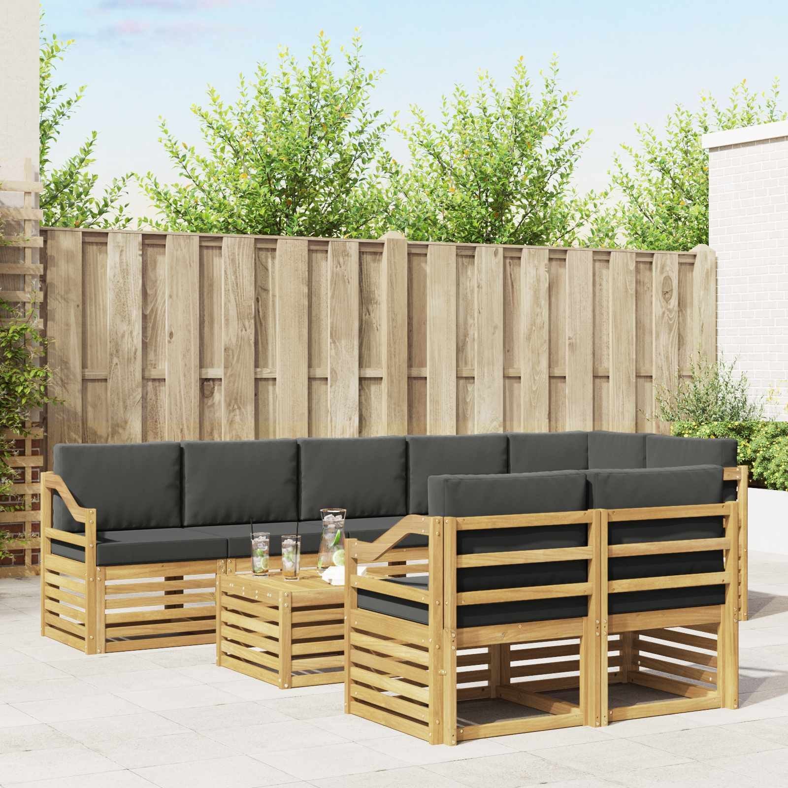 vidaXL Zestaw sof na zewnątrz 8 pcs Biały i antracyt 59 x 59 x 37 cm