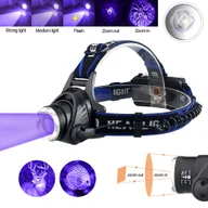 Latarki - Latarka czołowa Ultrafiolet Zielony / Czerwony / uv 395nm Wodoodporna Zoomable Akumulatorowa latarka czołowa USB 3 tryby światła do polowania 2000l... - miniaturka - grafika 1