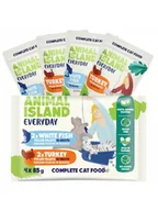 Mokra karma dla kotów - ANIMAL ISLAND Everyday 2x Indyk 2x Biała Ryba czteropak 4x85g - miniaturka - grafika 1