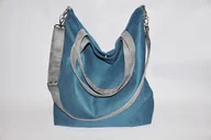 Torebki damskie - Torba hobo XXL - turkus, szarość - miniaturka - grafika 1